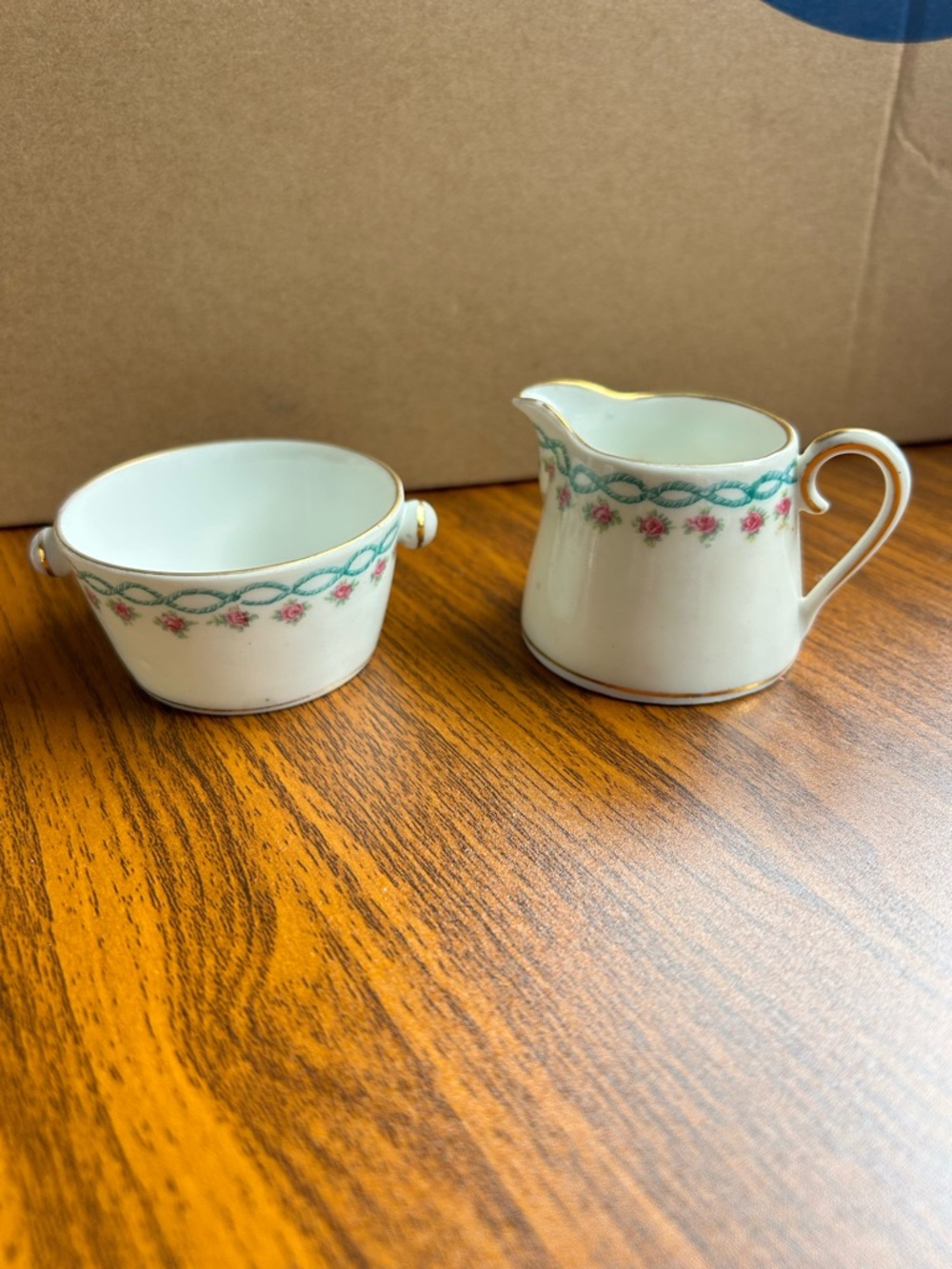 Vintage Imperial China Austria Creamer & Sugar Bowl Set